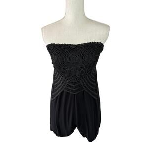 Xhilaration black strapless crochet romper resort pool coverup boho swimwear